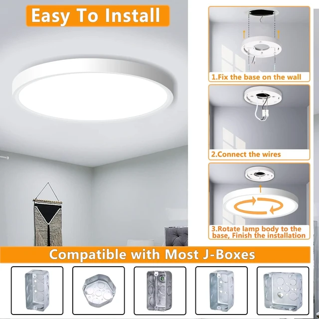 Alt view image 6 of 7 - 4 Pack LED Flush Mount Ceiling Light Fixture, 9inch LED Ceiling Light White