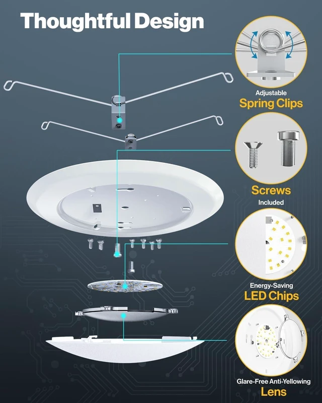 Alt view image 6 of 7 - Sunco 6 Pack 6 Inch Flush Mount LED Ceiling Disk Lights, 15W=75W Dimmable
