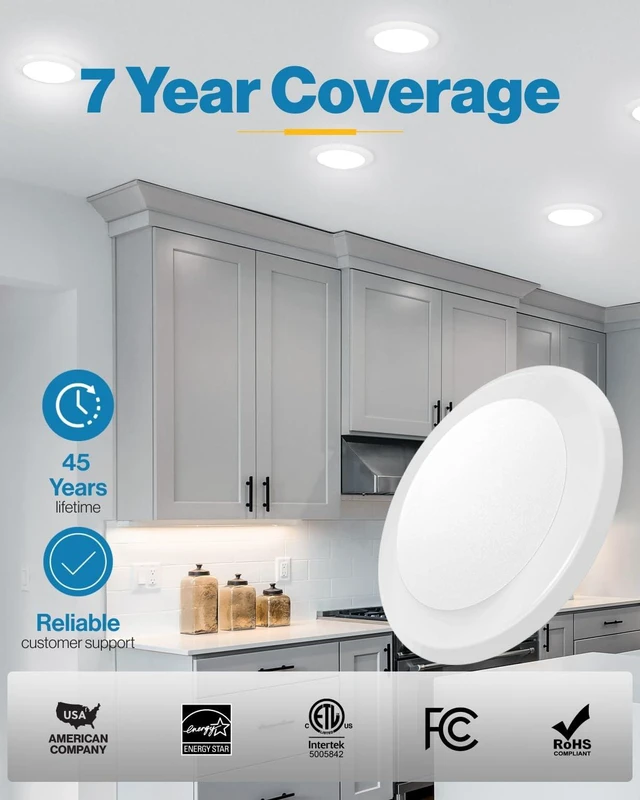 Alt view image 7 of 7 - Sunco 6 Pack 6 Inch Flush Mount LED Ceiling Disk Lights, 15W=75W Dimmable