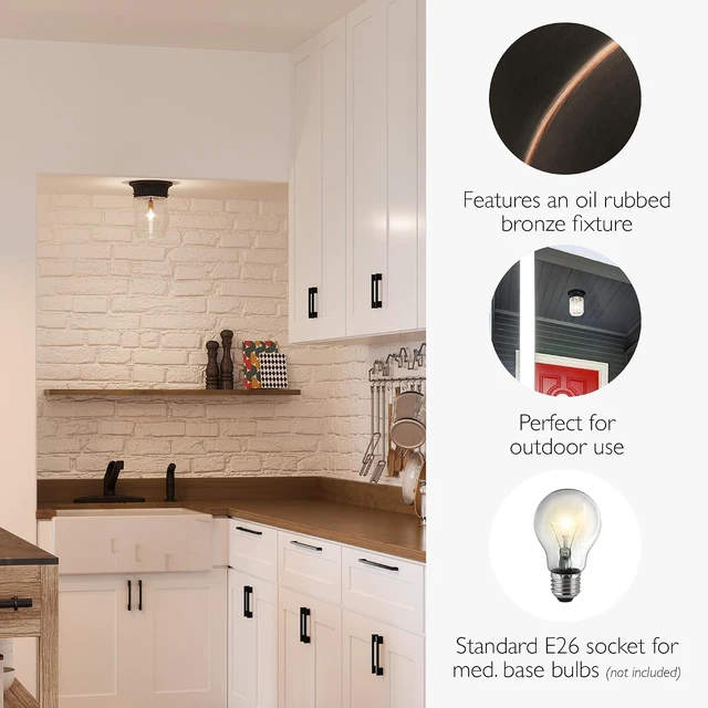 Alt view image 3 of 3 - Design House Jelly Jar Flush Mount Light, Oil Rubbed Bronze