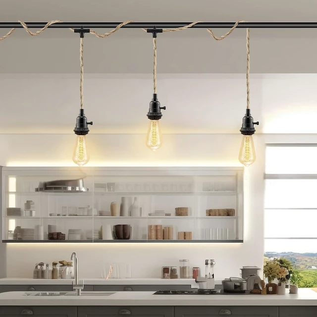 Alt view image 2 of 7 - 3 Light Plug in Pendant Light Cord, 25FT Hanging Lights with Plug in Cord