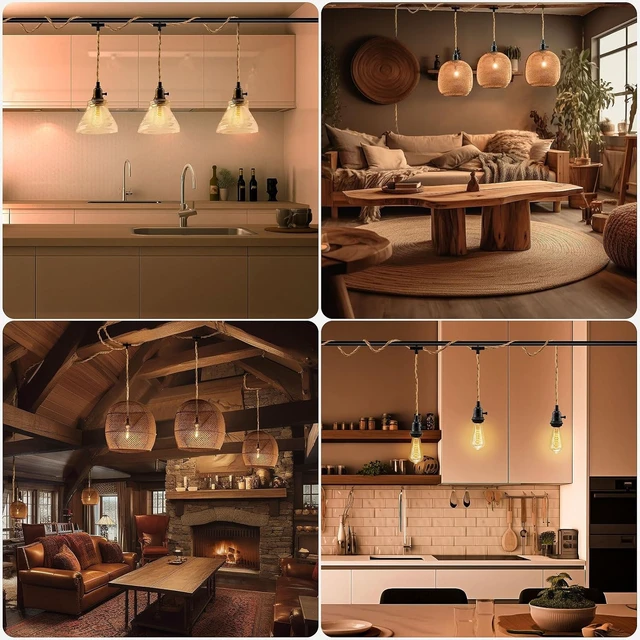Alt view image 6 of 7 - 3 Light Plug in Pendant Light Cord, 25FT Hanging Lights with Plug in Cord