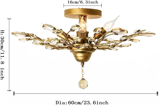 Alt view image 3 of 7 - Garwarm Gold Flush Mount Chandelier, 4-Light Crystal Ceiling Light