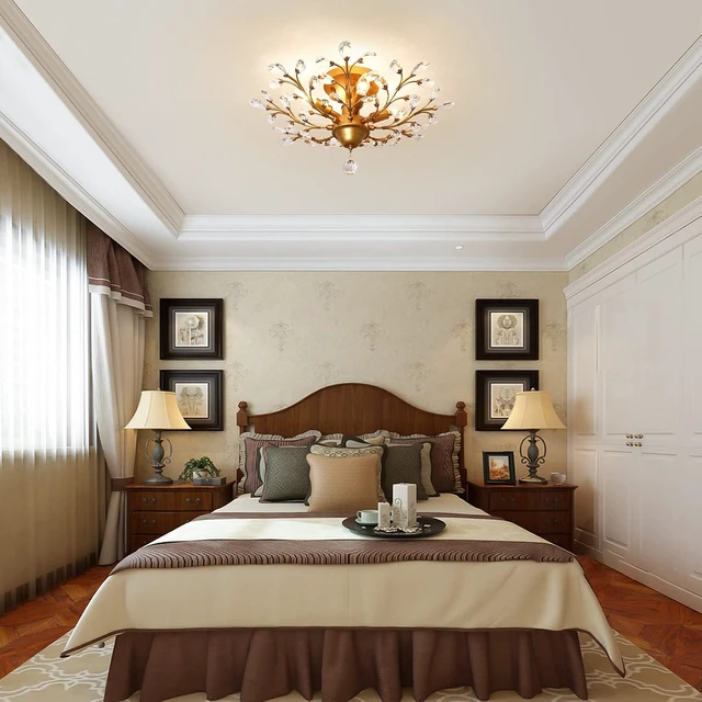 Alt view image 5 of 7 - Garwarm Gold Flush Mount Chandelier, 4-Light Crystal Ceiling Light