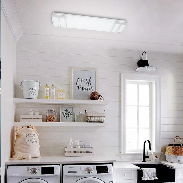 Alt view image 7 of 7 - FAITHSAIL Dimmable 4FT LED Flush Mount Kitchen Light Fixtures, 50W 5600lm, 1-10V Dimmable, 4000K, 4 Foot LED Kitchen Lighting Fixtures Ceiling for Craft Room, Laundry, Fluorescent Replacement