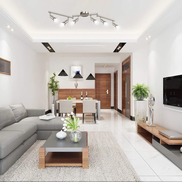 Alt view image 6 of 7 - Ascher 6-Light LED Track Lighting Kit, Flexibly Rotatable Light Heads, 6 Way Ceiling Spotlight Matt Nickel Finish, Including 6 GU10 LED Bulbs (4W 400LM Daylight White 5000K)