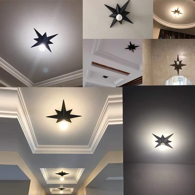 Alt view image 3 of 7 - VILUXY Flush Mount Ceiling Light, Black Star Light Fixtures Ceiling for Hallway, Entryway, Study Room, Bedroom
