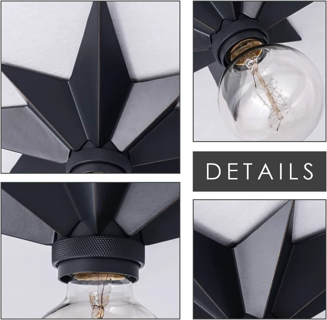 Alt view image 7 of 7 - VILUXY Flush Mount Ceiling Light, Black Star Light Fixtures Ceiling for Hallway, Entryway, Study Room, Bedroom