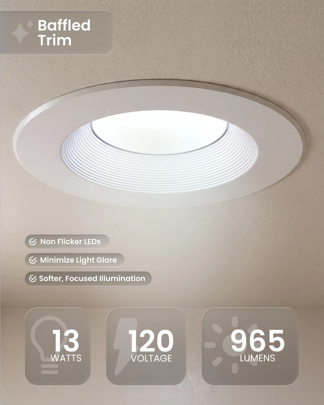 Alt view image 2 of 7 - Sunco 12 Pack 6 Inch Retrofit LED Recessed Lights, 13W=120W 3000K