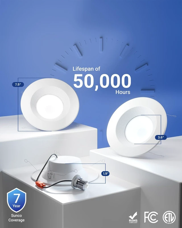 Alt view image 6 of 7 - Sunco 12 Pack 6 Inch Retrofit LED Recessed Lights, 13W=120W 3000K