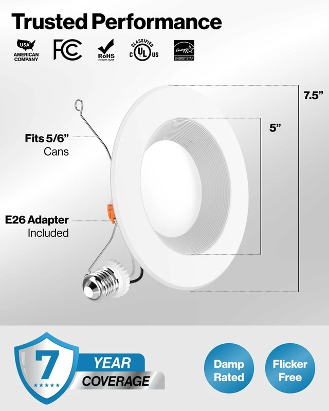 Alt view image 7 of 7 - Sunco 12 Pack 6 Inch Retrofit LED Recessed Lights, 13W=120W 3000K