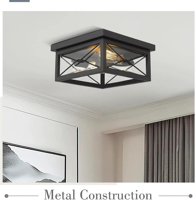 Alt view image 3 of 7 - Emliviar 12 Inch Black Flush Mount Ceiling Light for Porch, 0387B-CL BK