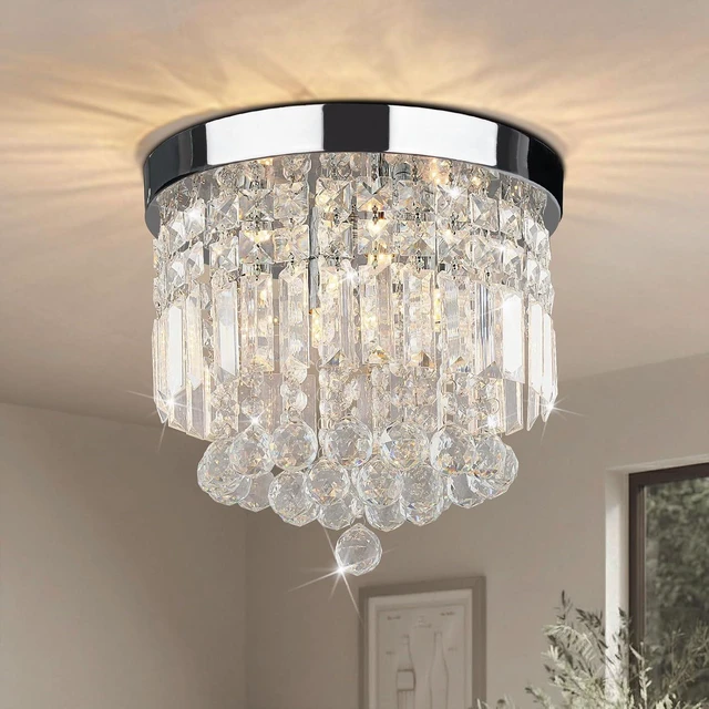 Main image of TISLYCO 4 Lights Crystal Chandeliers Light, Elegant Raindrop Crystal Chandelier Lighting Fixture, Modern Flush Mount Ceiling Light for Closet, Bedroom, Hallway, Kitchen, Living Room