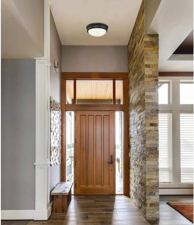 Alt view image 2 of 6 - Meadowbrook 13 inch Traditional Two-Light Flush Mount Outdoor Ceiling Light Fixture Matte Black Finish, Frosted Glass