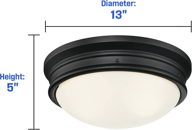 Alt view image 3 of 6 - Meadowbrook 13 inch Traditional Two-Light Flush Mount Outdoor Ceiling Light Fixture Matte Black Finish, Frosted Glass