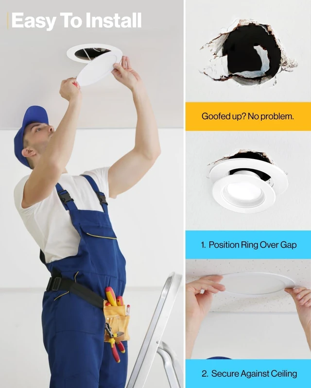 Alt view image 3 of 6 - Sunco 100 Pack 6 Inch Recessed Light Goof Ring, White, Matte Finish