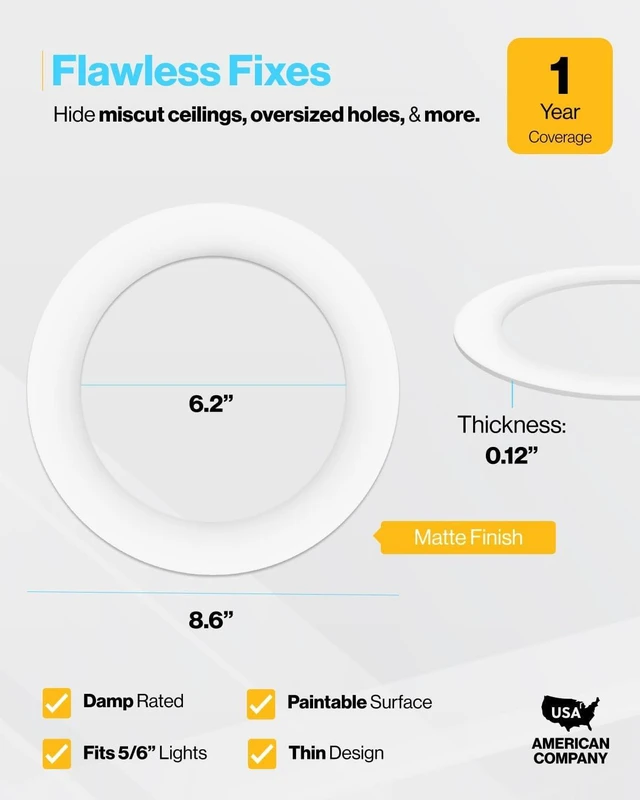 Alt view image 2 of 6 - Sunco 100 Pack 6 Inch Recessed Light Goof Ring, White, Matte Finish