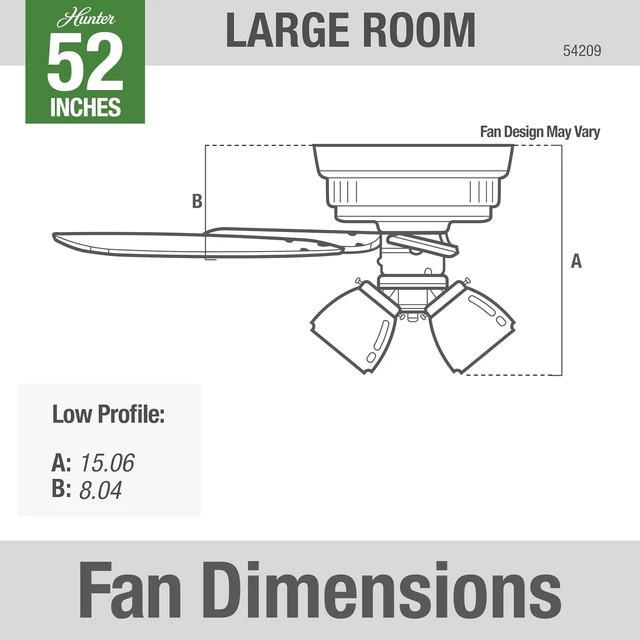 Alt view image 6 of 7 - Hunter Crestfield, Indoor, Ceiling Fan, Quiet, 52 inch, Brushed Nickel
