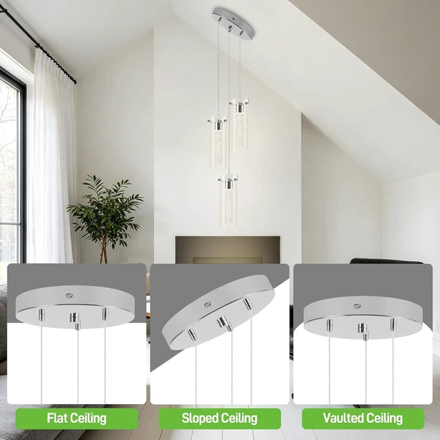 Alt view image 6 of 7 - hykolity 3-Light Bubble Glass Pendant Light, 3CCT Dimmable LED Chandelier