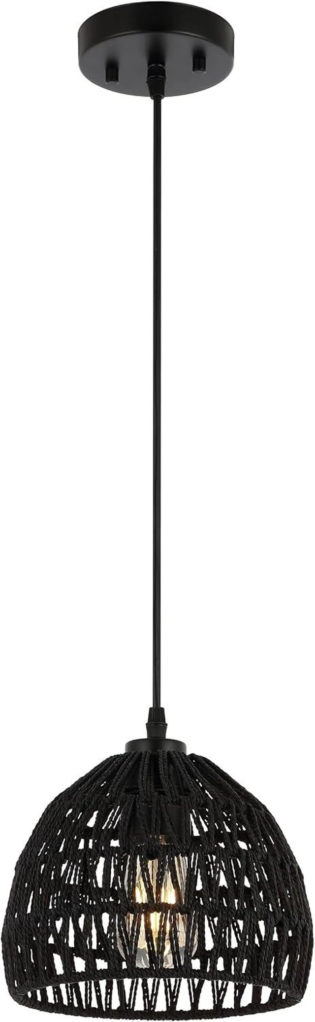 Main image of JONATHAN Y Campana 1-Light Pendant Dome Ceiling Lamp, 8.25", Black