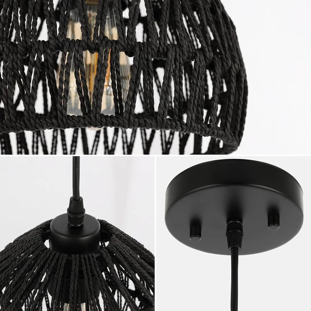 Alt view image 7 of 7 - JONATHAN Y Campana 1-Light Pendant Dome Ceiling Lamp, 8.25", Black