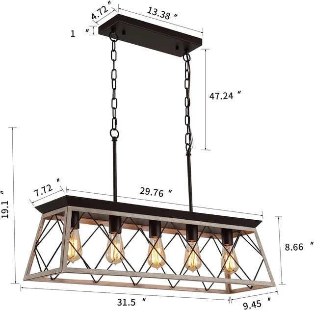 Alt view image 3 of 7 - Q&S Dining Room Light Fixture,Farmhouse Chandeliers for Kitchen Island