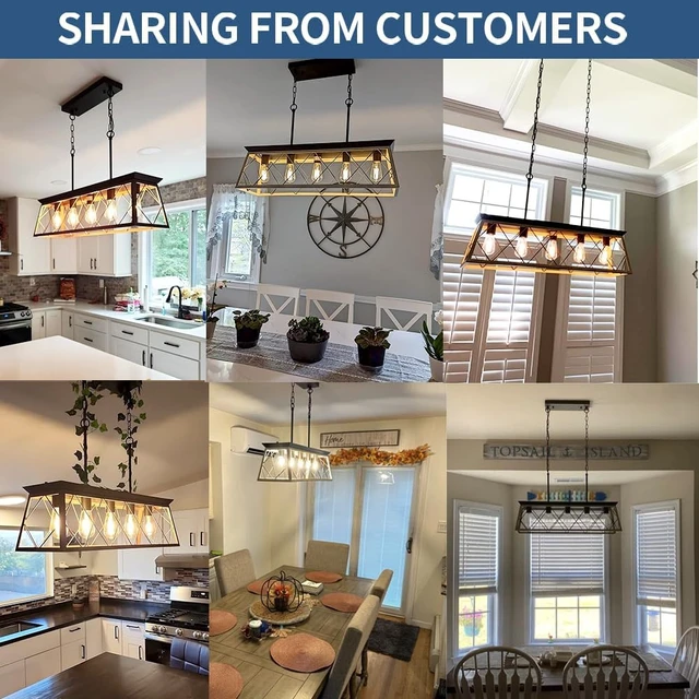 Alt view image 6 of 7 - Q&S Dining Room Light Fixture,Farmhouse Chandeliers for Kitchen Island