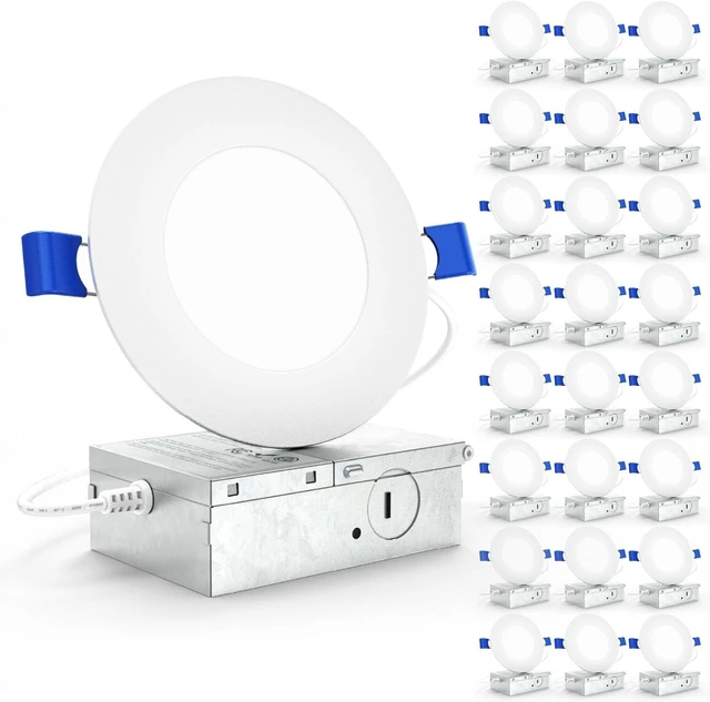 Main image of Sunco 24 Pack 4 Inch Ultra-Thin LED Recessed Light, Canless, 10W=60W