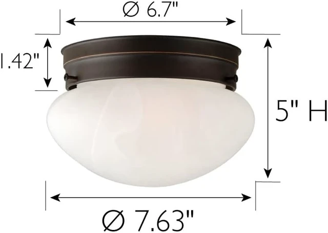 Alt view image 2 of 7 - Design House Millbridge Dome 7-5/8 Inch Diameter Indoor Ceiling Light Fixture, for Bedroom, Hallway, Closet & Dining Room, Alabaster Glass, Oil Rubbed Bronze 514547