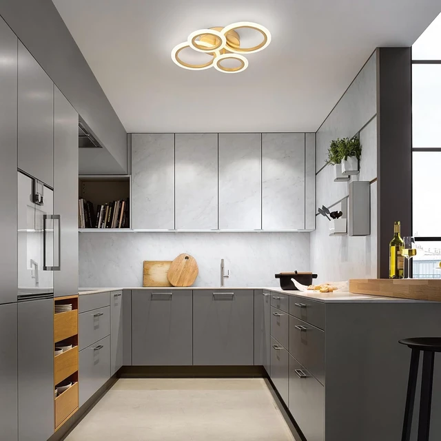 Alt view image 2 of 7 - Modern LED Flush Mount Ceiling Light, Gold, 4 Rings, Not Dimmable