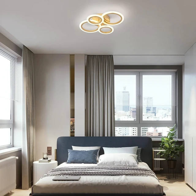 Alt view image 5 of 7 - Modern LED Flush Mount Ceiling Light, Gold, 4 Rings, Not Dimmable