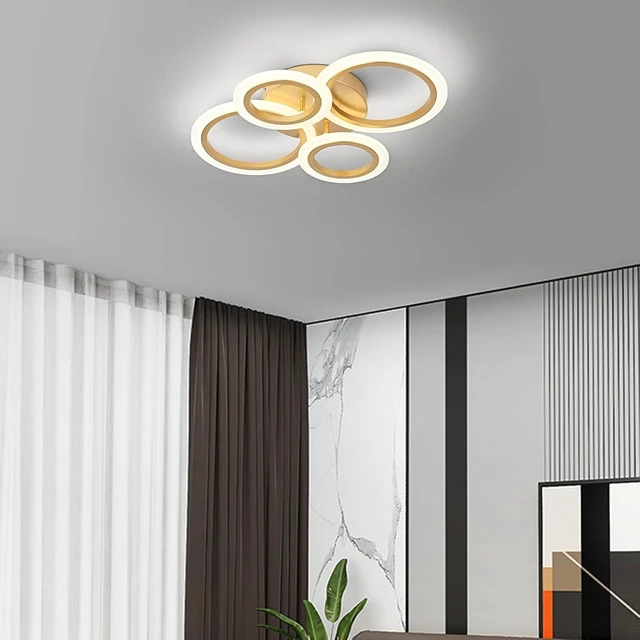 Alt view image 6 of 7 - Modern LED Flush Mount Ceiling Light, Gold, 4 Rings, Not Dimmable