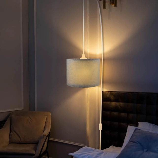 Alt view image 4 of 7 - KUAUGST Plug in Pendant Light, 15 FT Hanging Lamp with Plug in Cord, On/Off Switch, Pendant Lighting with Fabric Shade, Hanging Light Fixture for Living Room, Bedroom, Dining Room, Kitchen (Gray)