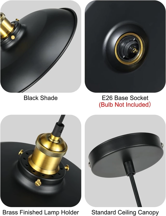 Alt view image 7 of 7 - 3 Pack Black Farmhouse Pendant Ceiling Light