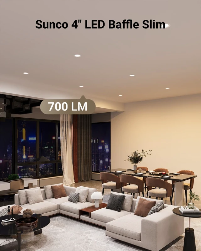 Alt view image 2 of 7 - Sunco 12 Pack 4 Inch Slim Canless LED Recessed Lights, 10W 5CCT, Dimmable