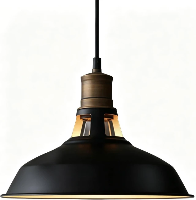 Main image of CLAXY Farmhouse Barn Pendant Light Black 1-Light Hardwired Hanging Light
