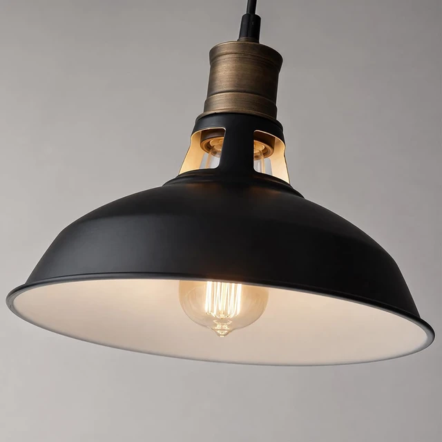 Alt view image 3 of 7 - CLAXY Farmhouse Barn Pendant Light Black 1-Light Hardwired Hanging Light