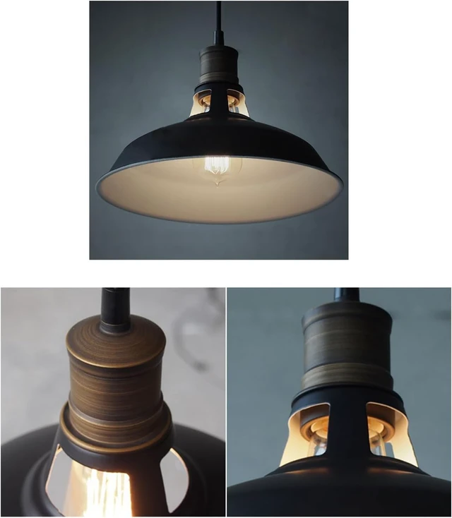 Alt view image 5 of 7 - CLAXY Farmhouse Barn Pendant Light Black 1-Light Hardwired Hanging Light