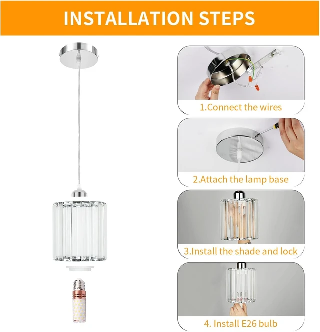 Alt view image 7 of 7 - TISLYCO Crystal Pendant Lights - Kitchen Island Lighting, Mini Crystal Chandelier for Living Room, Dining Room, Hallway, Bar - 2 Pack - Silver