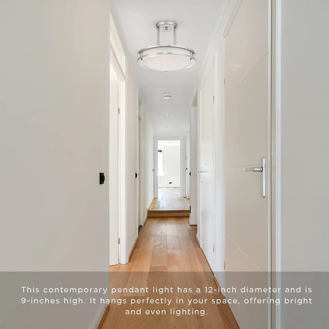 Alt view image 3 of 6 - Light Blue USA LB72131 LED Semi Flush Mount Ceiling Fixture, Antique Brushed Nickel Finish, 4000K Cool White, 1200 Lumens, Dimmable