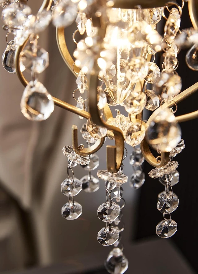 Alt view image 5 of 5 - Surpars House Elegant Mini Chandelier Plug in Crystal Pendant Light,Golden