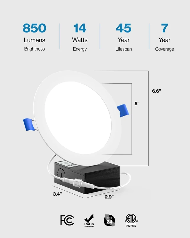 Alt view image 4 of 6 - Sunco 16 Pack 6 Inch Canless LED Ultra-Slim Recessed Light, 14W-100W