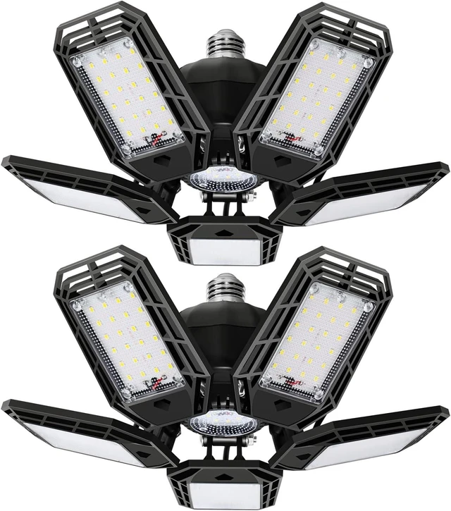 Main image of Garage Lights Led, Deformable Design with Adjustable Panels,150W 15000LM 6500K E26/E27 Screw Base, Super Bright Shop Lighting, 2 Pack