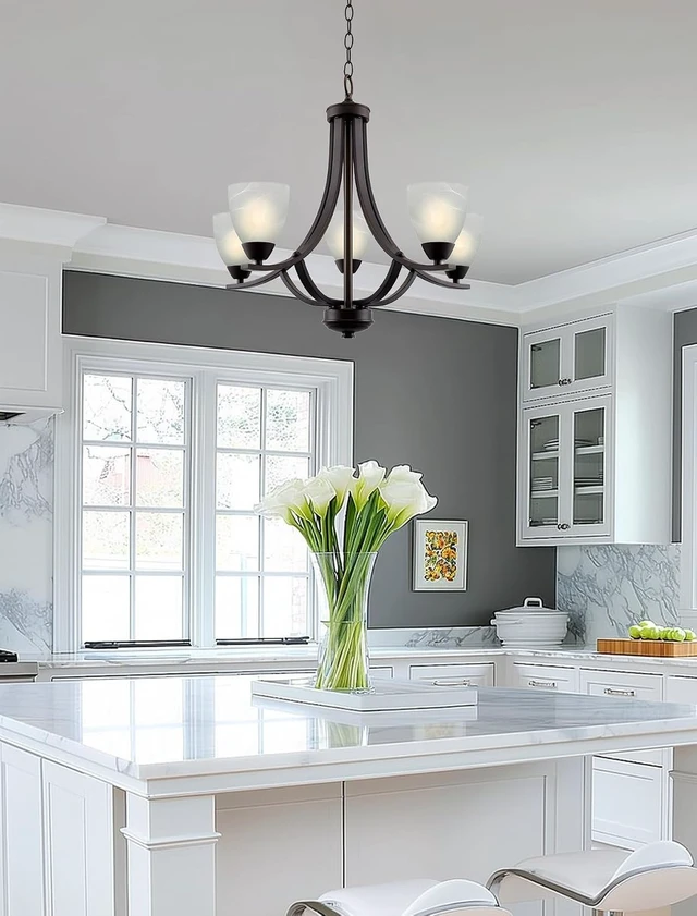 Alt view image 6 of 7 - Kira Home Weston 24" Large Modern Transitional 5-Light Chandelier