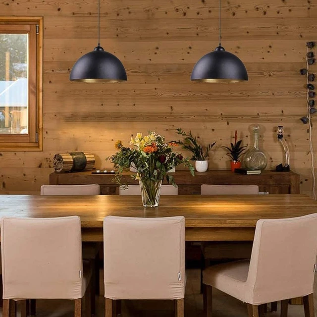 Alt view image 3 of 7 - 2 Pack Black Pendant Lights Kitchen Island - 11.8'' Farmhouse Hanging Light