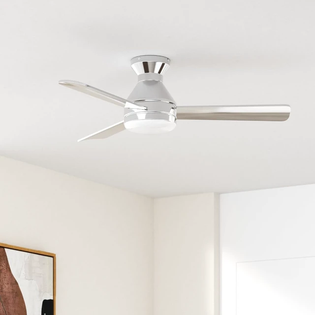 Alt view image 2 of 7 - Amico 42 Inch Nickel Low Profile Ceiling Fans with Lights and Remote