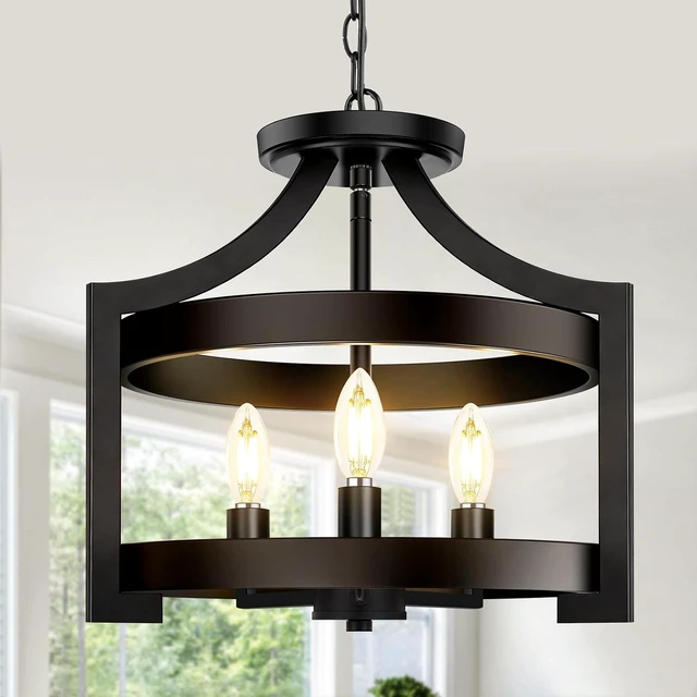 Main image of BesLowe 3-Light Semi Flush Mount Ceiling Light, Convertible Pendant Light