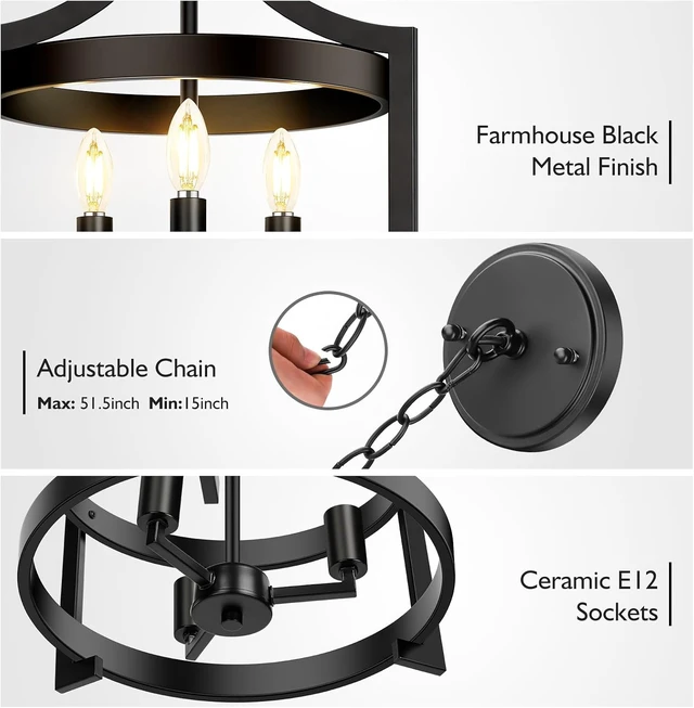 Alt view image 2 of 7 - BesLowe 3-Light Semi Flush Mount Ceiling Light, Convertible Pendant Light