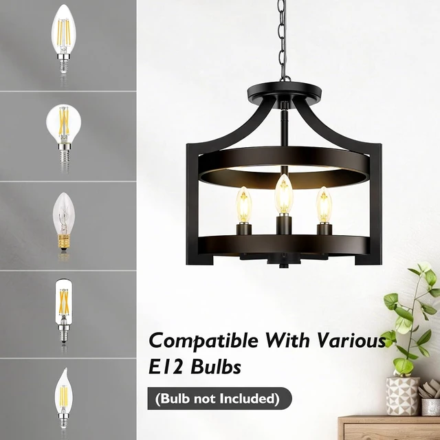 Alt view image 4 of 7 - BesLowe 3-Light Semi Flush Mount Ceiling Light, Convertible Pendant Light