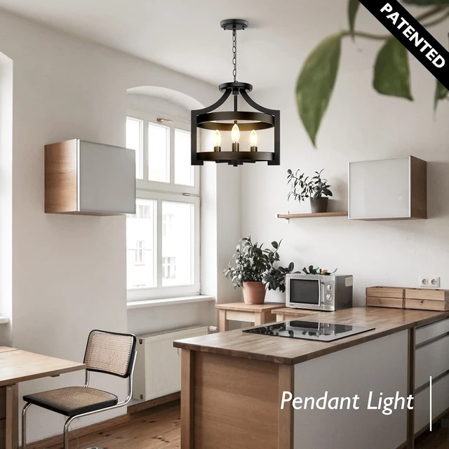 Alt view image 5 of 7 - BesLowe 3-Light Semi Flush Mount Ceiling Light, Convertible Pendant Light